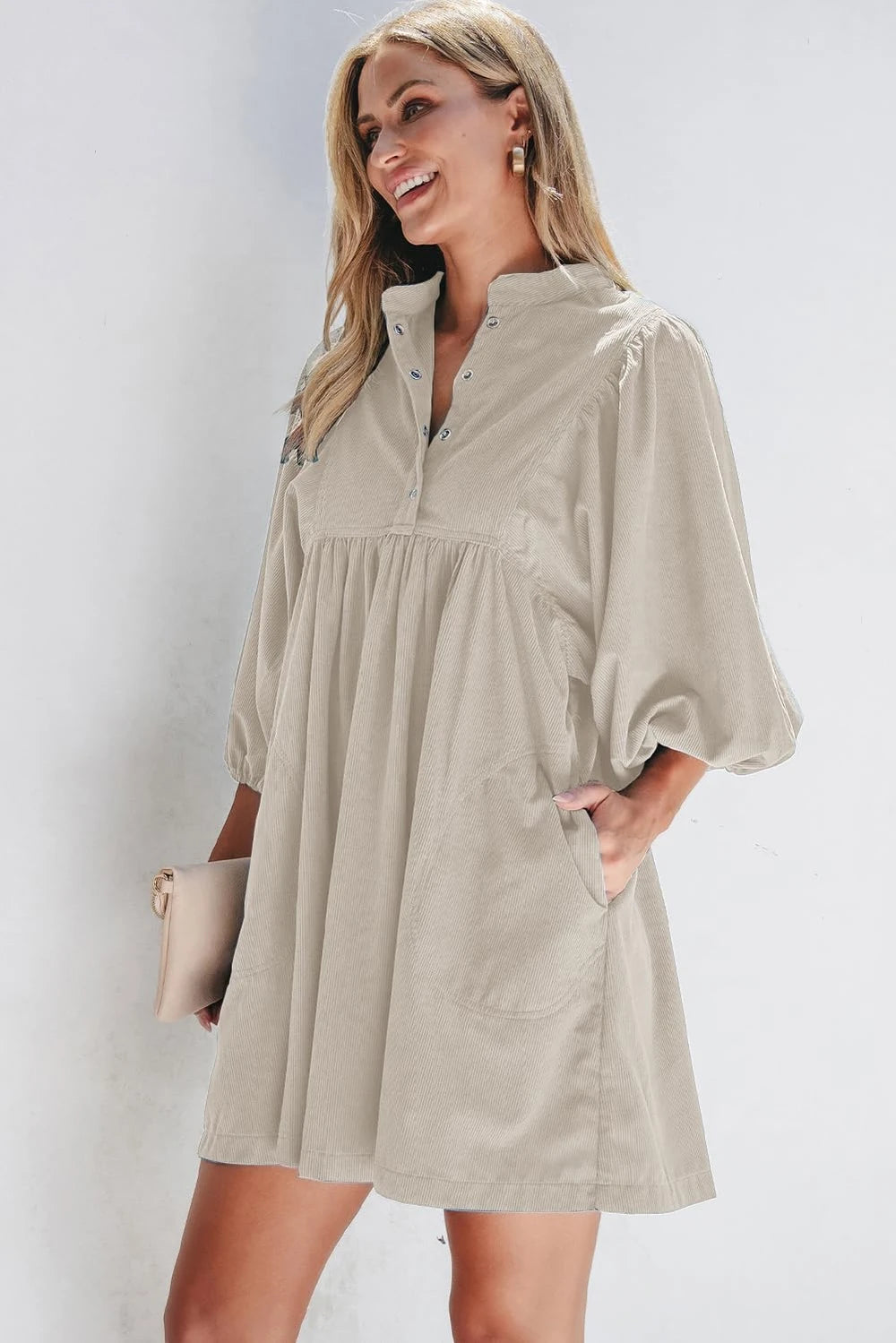 Opemiby Corduroy Fall Mini Dress