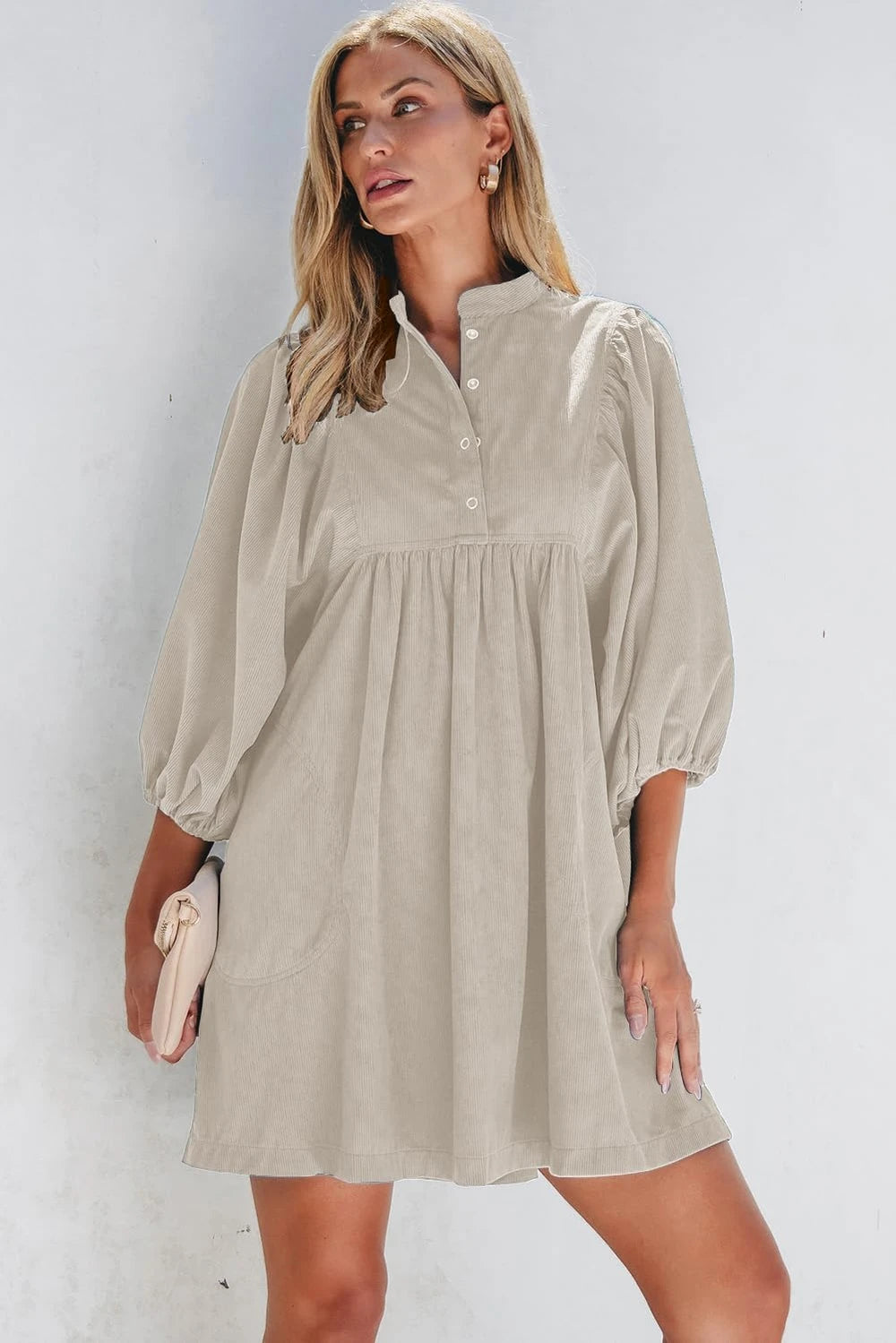 Opemiby Corduroy Fall Mini Dress