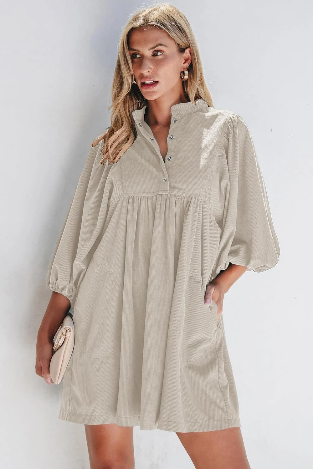 Opemiby Corduroy Fall Mini Dress