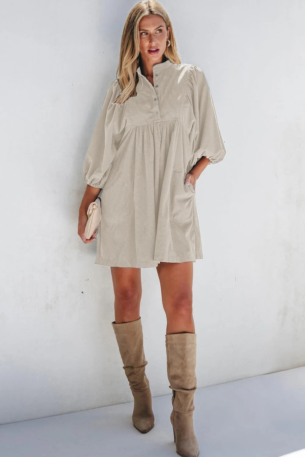 Opemiby Corduroy Fall Mini Dress