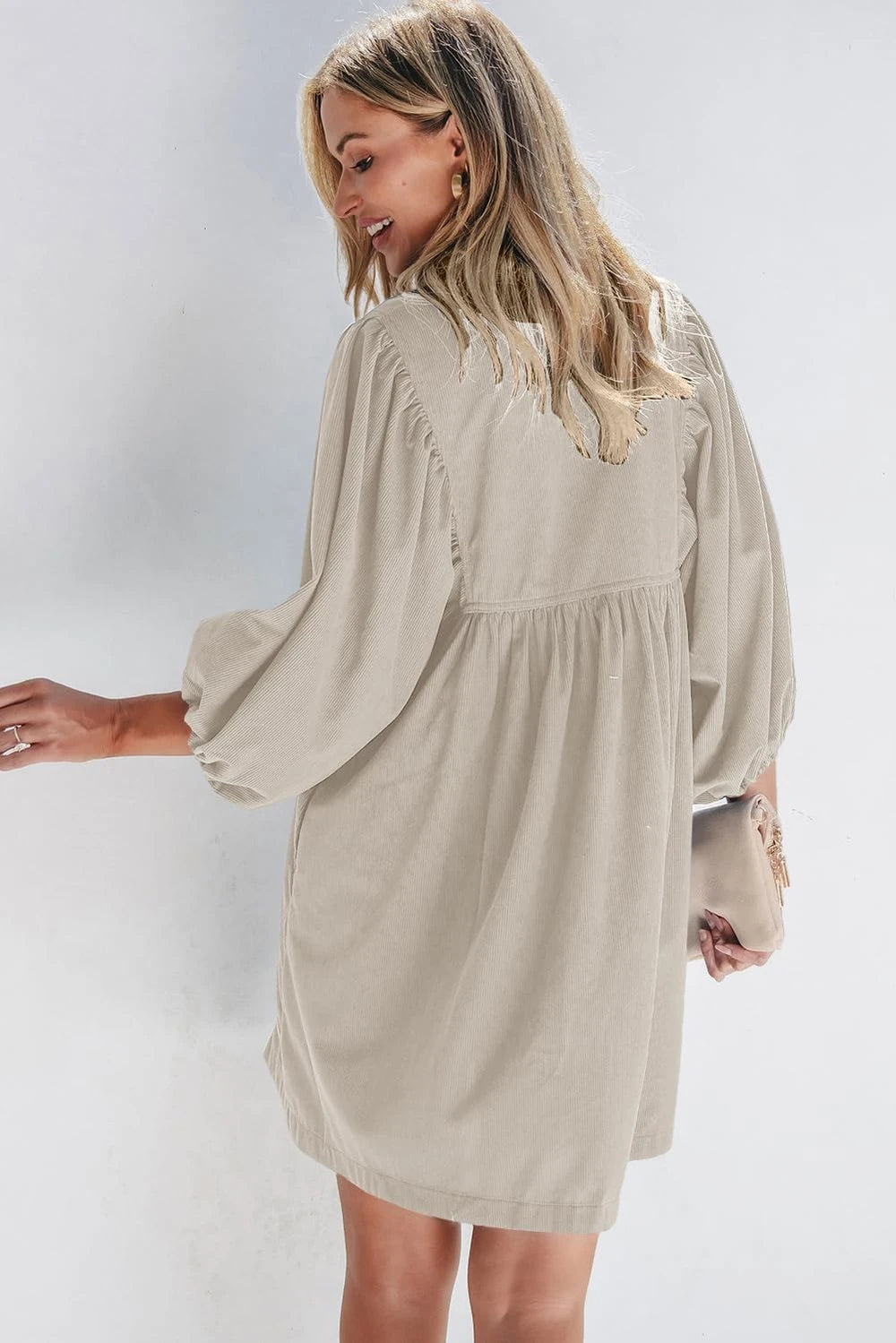 Opemiby Corduroy Fall Mini Dress
