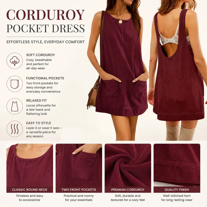 Fitted Corduroy Overall Dress