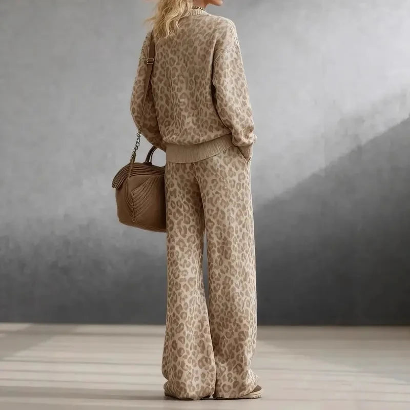Leopard Print Two Piece Loungewear Set