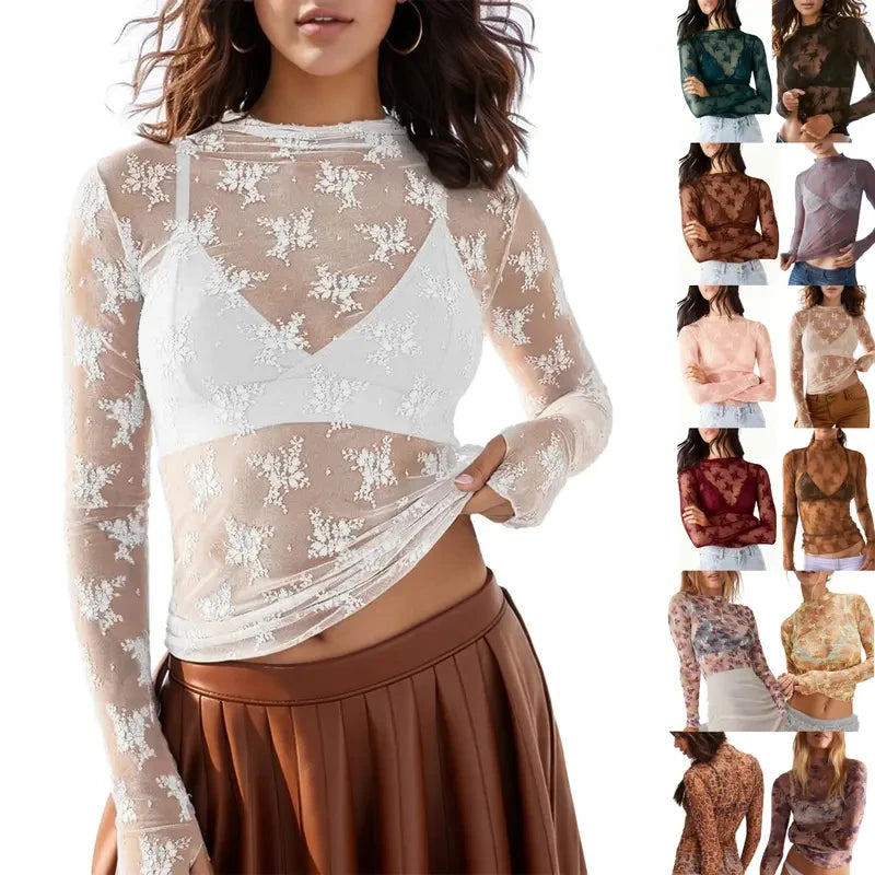 Floral Lace Mesh Layering Top