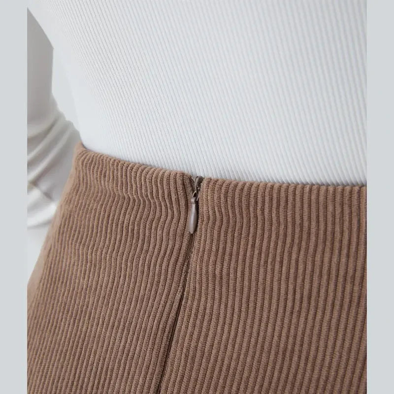 High Waisted Corduroy Mini Skirt