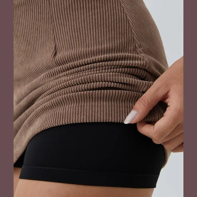 High Waisted Corduroy Mini Skirt