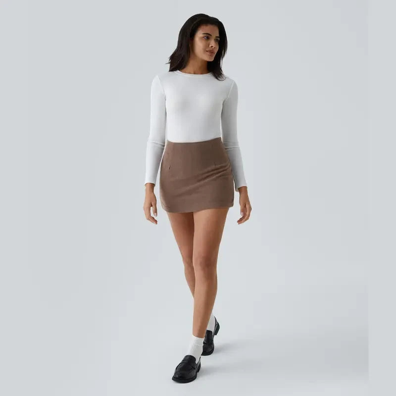 High Waisted Corduroy Mini Skirt