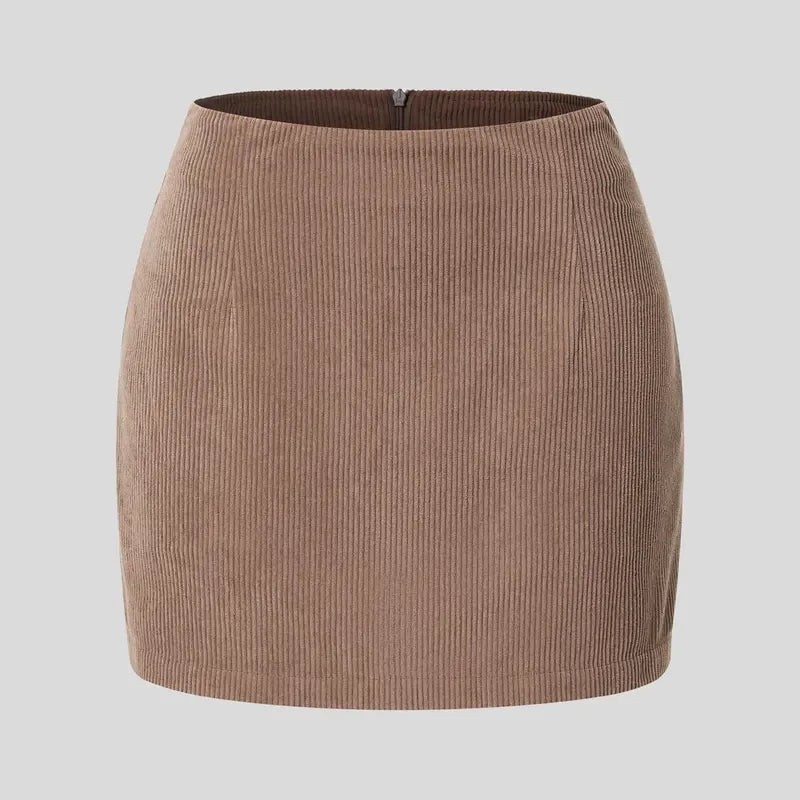 High Waisted Corduroy Mini Skirt