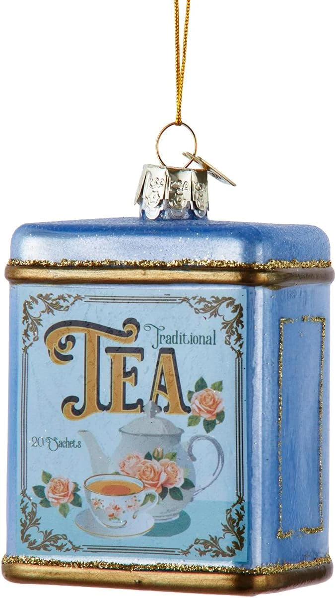 Glass Tea Tin Christmas Ornament