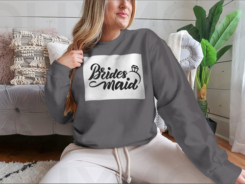 Bridesmaid With Wedding Ring Hand Lettering Design for Sweatshirt