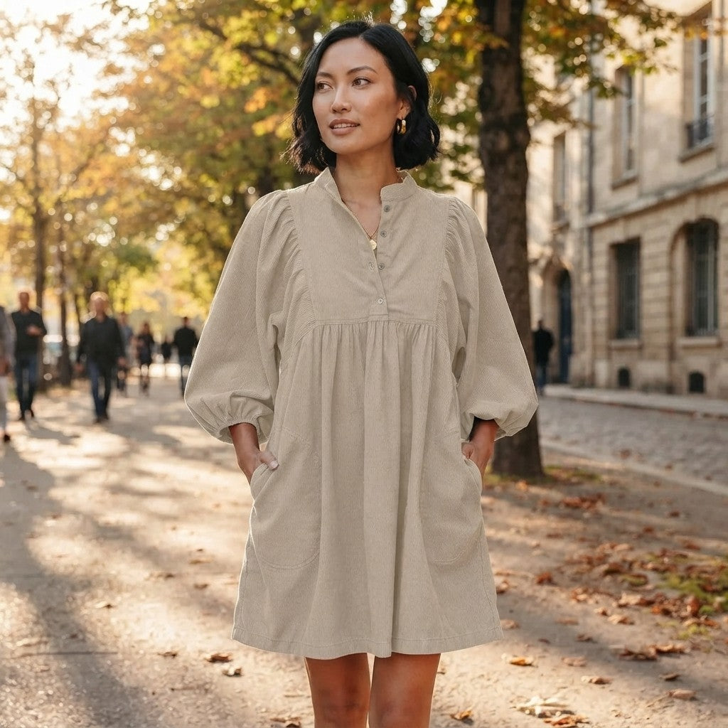 Opemiby Corduroy Fall Mini Dress