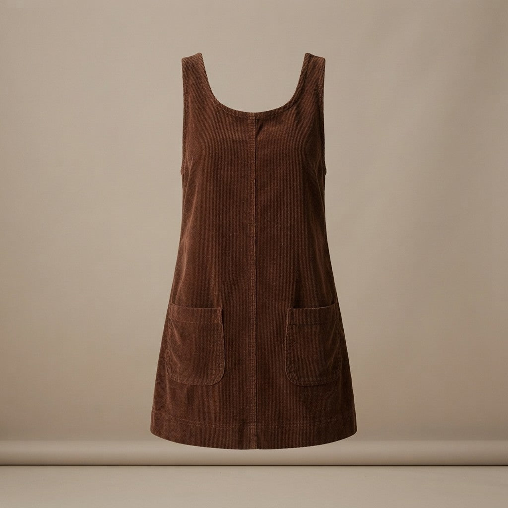 Fitted Corduroy Overall Dress