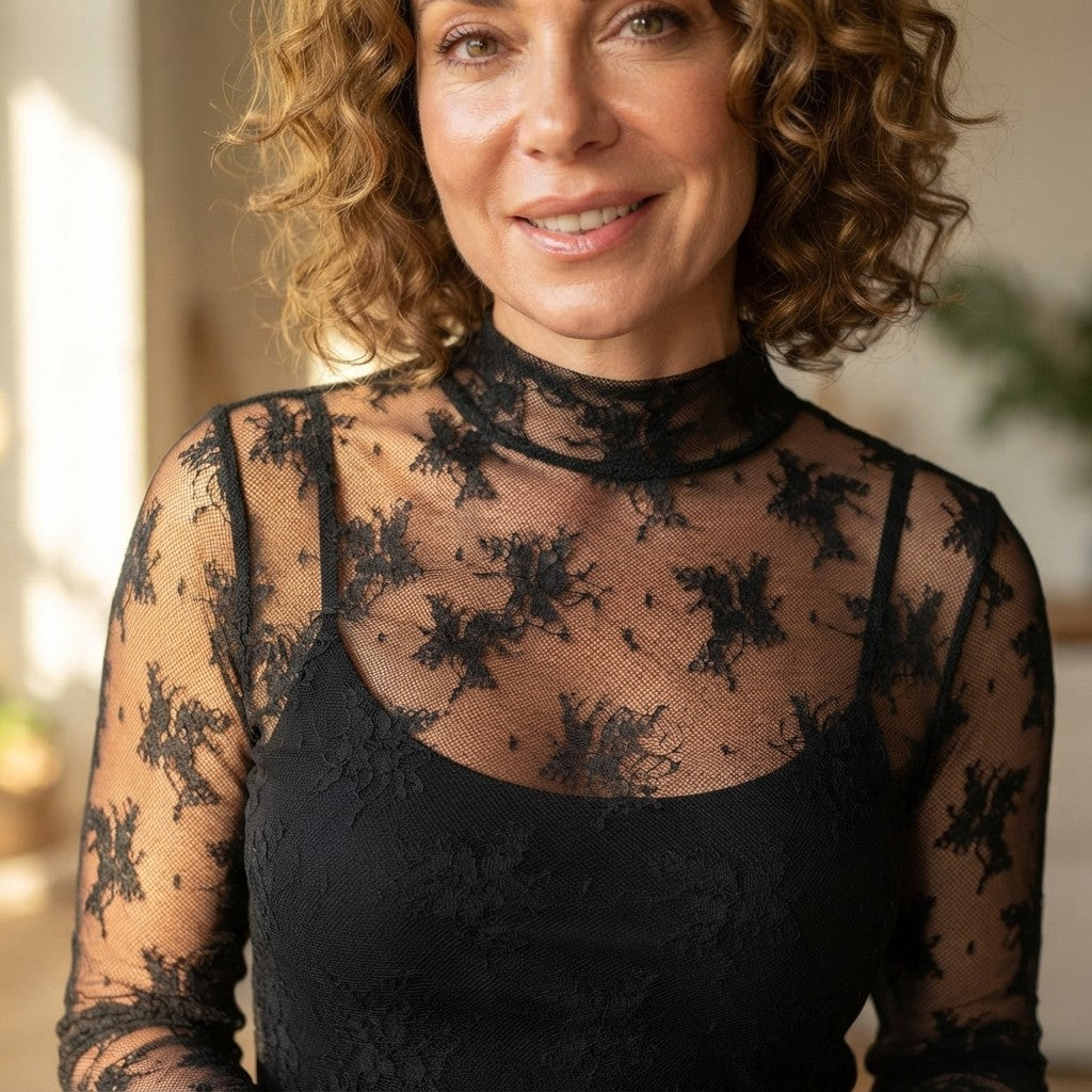 Floral Lace Mesh Layering Top