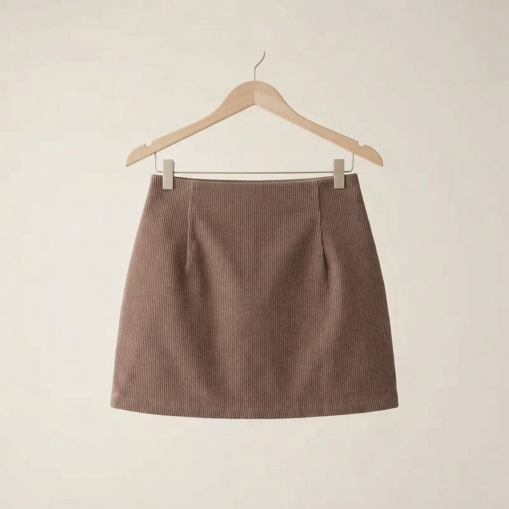 High Waisted Corduroy Mini Skirt