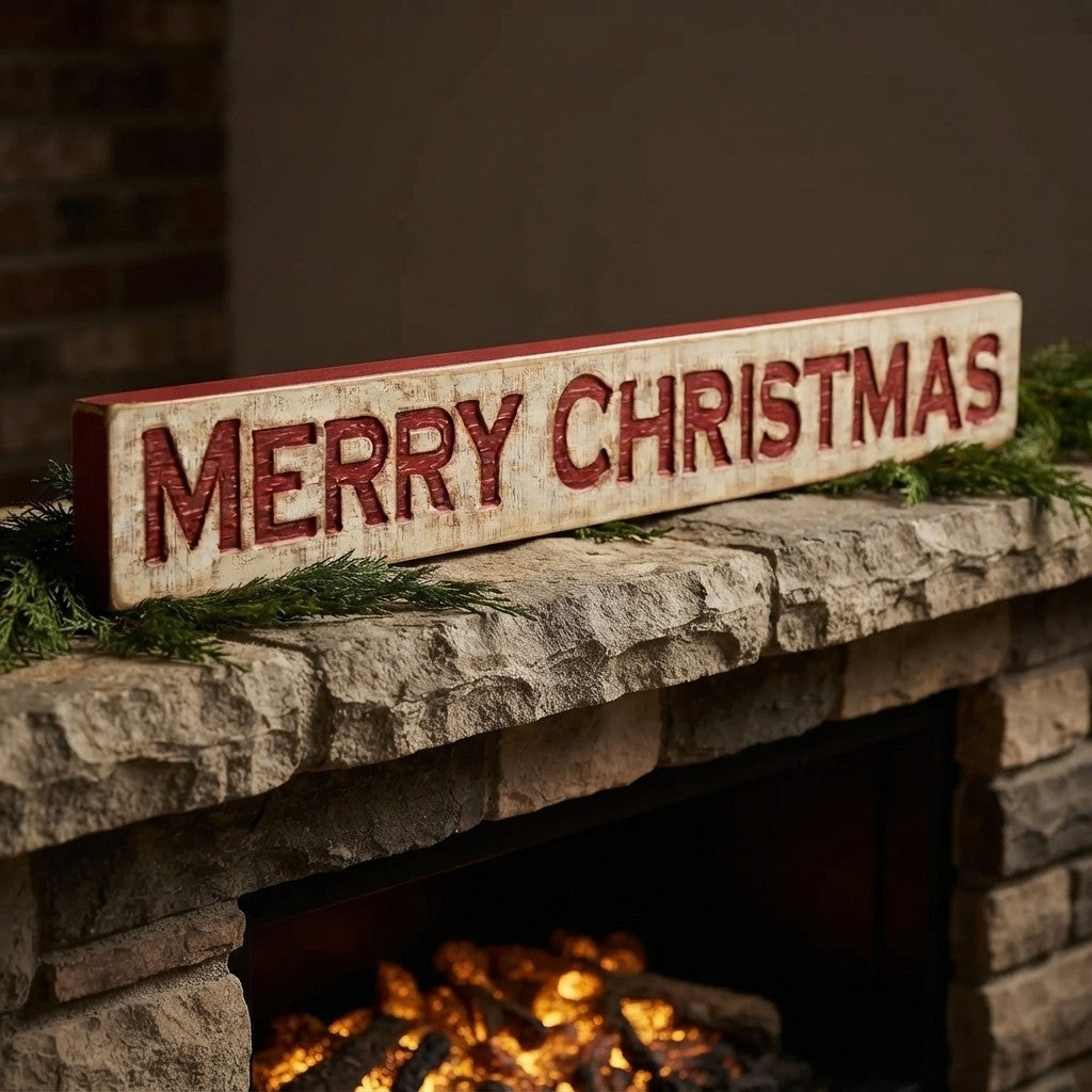 Distressed Wooden Christmas Sign